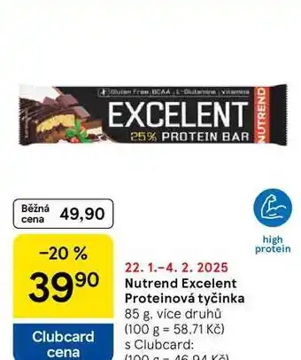 Tesco Nutrend Excelent Proteinová tyčinka, 85 g. více druhů nabídka