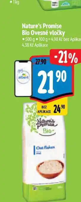 Albert Nature's Promise Bio Ovesné vločky 500 g nabídka