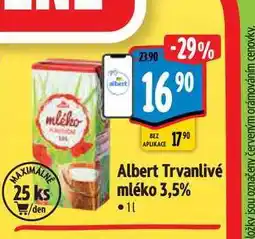 Albert Albert Trvanlivé mléko 3,5% 1 l nabídka