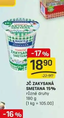 Flop JČ ZAKYSANÁ SMETANA 15% různé druhy 180 g nabídka