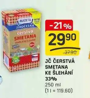 Flop JČ ČERSTVÁ SMETANA KE ŠLEHÁNÍ 33% 250 ml nabídka