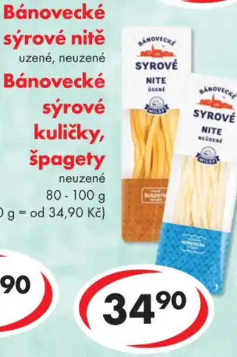 CBA Bánovecké sýrové nitě, Bánovecké sýrové kuličky, špagety nabídka