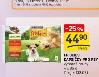 Flop FRISKIES KAPSIČKY PRO PSY vybrané druhy 4 x 85 g nabídka