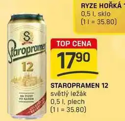 Flop STAROPRAMEN 12 světlý ležák 0,5 1, plech nabídka