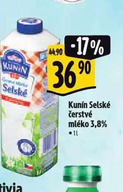 Albert Kunín selské čerstvé mléko 3,8% nabídka