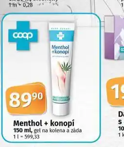 Coop Menthol + konopí gel na kolena a záda nabídka