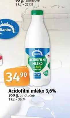 Coop Acidofilní mléko 3,6% nabídka