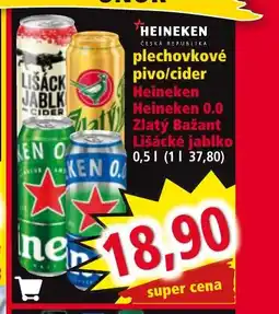 Norma HEINEKEN plechovkové pivo/cider nabídka