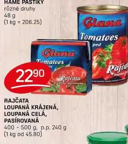 Flop RAJČATA LOUPANÁ KRÁJENÁ, LOUPANÁ CELÁ, PASÍROVANÁ 400 -500 g nabídka