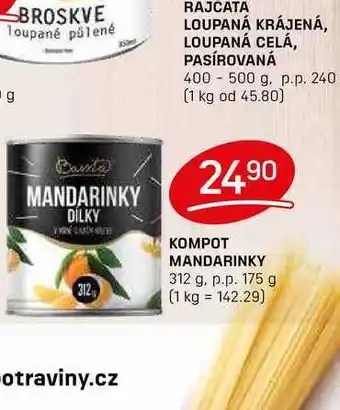 Flop KOMPOT MANDARINKY 312 g, p.p. 175 g nabídka