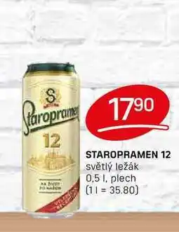 Flop STAROPRAMEN 12 světlý ležák 0,5 1, plech nabídka