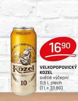 Flop VELKOPOPOVICKÝ KOZEL světlé výčepní 10 0,5l, plech nabídka