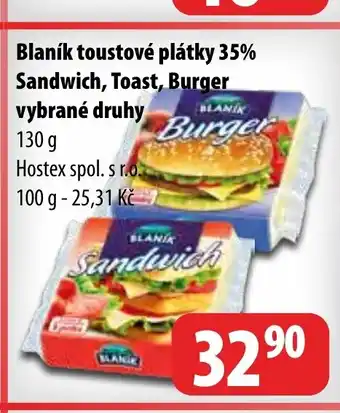 Partner Maloobchodní síť Blaník toustové plátky 35% Sandwich, Toast, Burger vybrané druhy nabídka