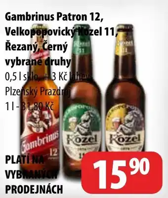 Partner Maloobchodní síť Gambrinus Patron 12, Velkopopovický Kozel 11, Řezaný, Černý nabídka