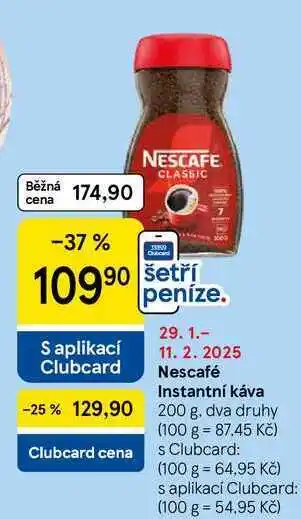 Tesco Nescafé Instantní káva 200 g. dva druhy nabídka