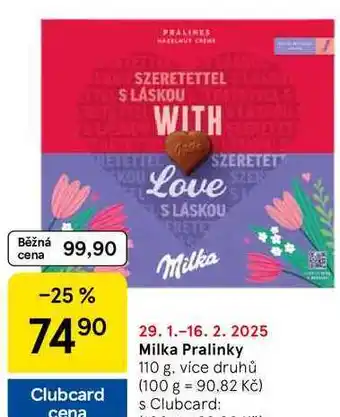 Tesco Milka Pralinky, 110 g. více druhů nabídka