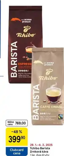 Tesco Tchibo Barista Zrnková káva, 1 kg. dva druhy nabídka