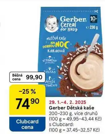 Tesco Gerber Dětská kaše, 200-230 g, více druhů nabídka