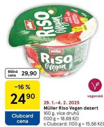 Tesco Müller Riso Vegan dezert, 160 g, více druhů nabídka