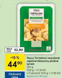 Tesco Tesco Tortelloni nesušené vaječné těstoviny plněné sýrem, 250 g nabídka