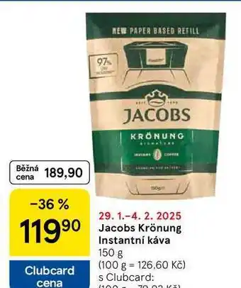 Tesco Jacobs Krönung Instantní káva, 150 g nabídka