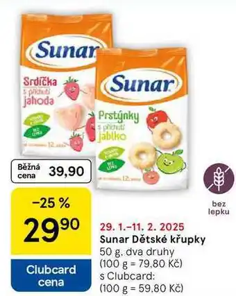 Tesco Sunar Dětské křupky, 50 g nabídka