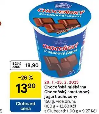 Tesco Choceňská mlékárna Choceňský smetanový jogurt ochucený, 150 g, více druhů nabídka