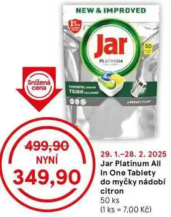 Tesco Jar Platinum All In One Tablety do myčky nádobí citron, 50 ks nabídka