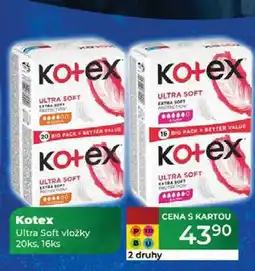 Tamda Foods Kotex Ultra Soft vložky 20ks, 16ks nabídka