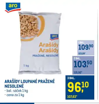 Makro Arašídy loupané pražené nesolené nabídka