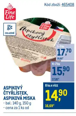 Makro Aspikový čtyřlístek, aspiková miska nabídka