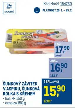 Makro Šunkový závitek vaspiku, šunková rolka s křenem nabídka