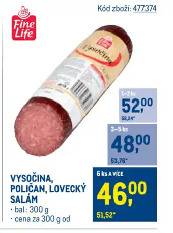 Makro Vysočina, poličan, Lovecký salám nabídka