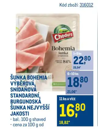 Makro Šunka bohemia výběrová, snídaňová standardní nabídka