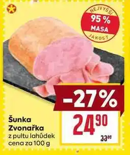 Billa Šunka Zvonařka z pultu lahůdek cena za 100g nabídka