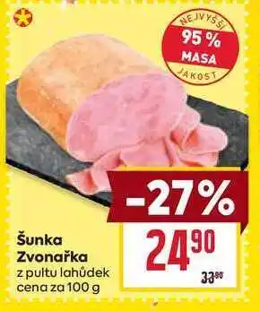 Billa Šunka Zvonařka z pultu lahůdek cena za 100g nabídka