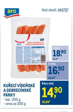 Makro Kuřecí vídeňské a debrecínské párky nabídka