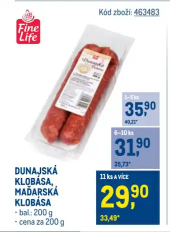 Makro Dunajská klobása, Maďarská klobása nabídka