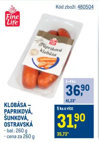 Makro Klobása - papriková, šunková, ostravská nabídka