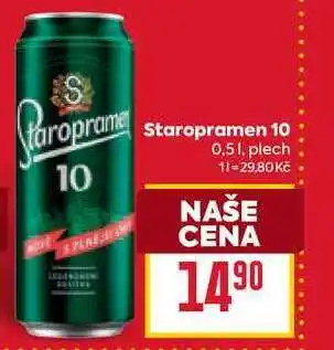 Billa Staropramen 10 0,5l, plech nabídka