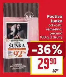 Billa Poctivá šunka od kosti, řemeslná, pečená 100g nabídka