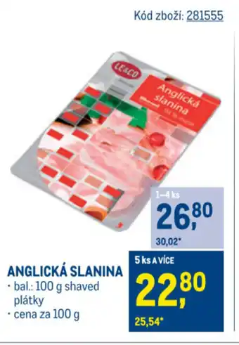 Makro Anglická slanina nabídka