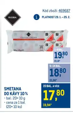 Makro RIOBA Smetana do kávy 10% nabídka