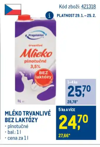 Makro Mléko trvanlivé bez laktózy nabídka