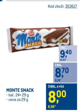 Makro Monte snack nabídka