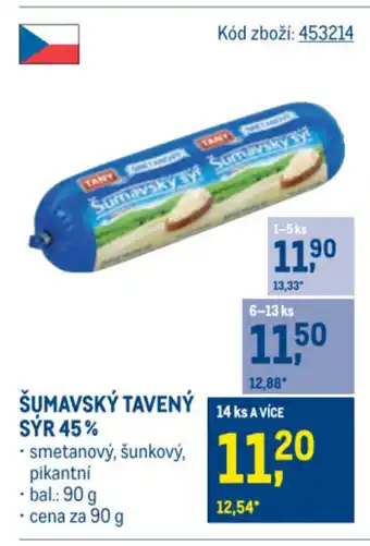 Makro Šumavský tavený sýr 45% nabídka