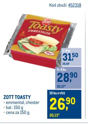 Makro ZOTT Toasty nabídka