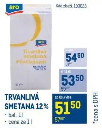 Makro Trvanlivá smetana 12% nabídka