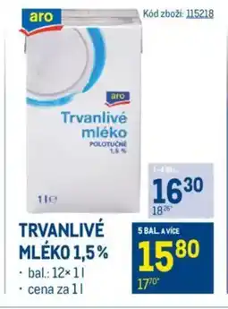 Makro Trvanlivé mléko 1,5% nabídka