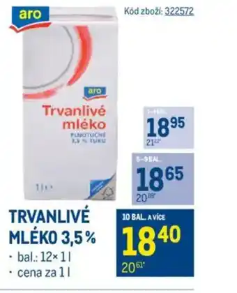 Makro Trvanlivé mléko 3,5% nabídka